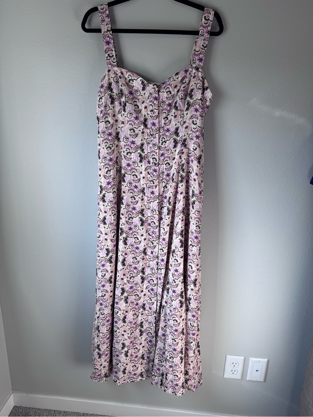 Z Supply Pink Floral Maxi Dress with Purple Accents - Picture 1 of 7